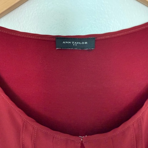 Ann Taylor Brick Red Keyhole Ruffle Blouse - Picture 7 of 8